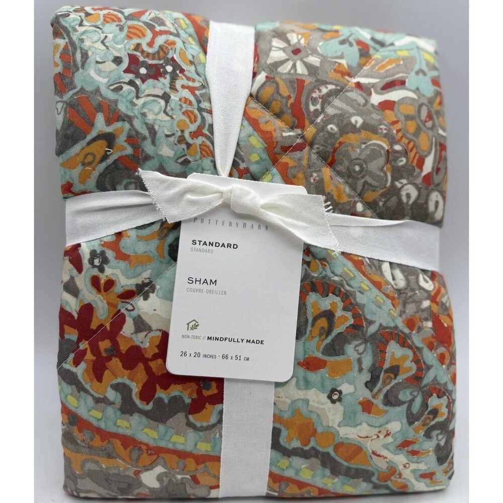 Pottery Barn Paloma Paisley Organic Percale Standard Sham 26x20 NWT